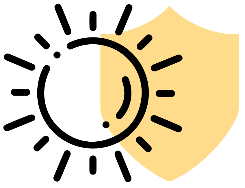 Afternoon daytime icon with a yellow shield