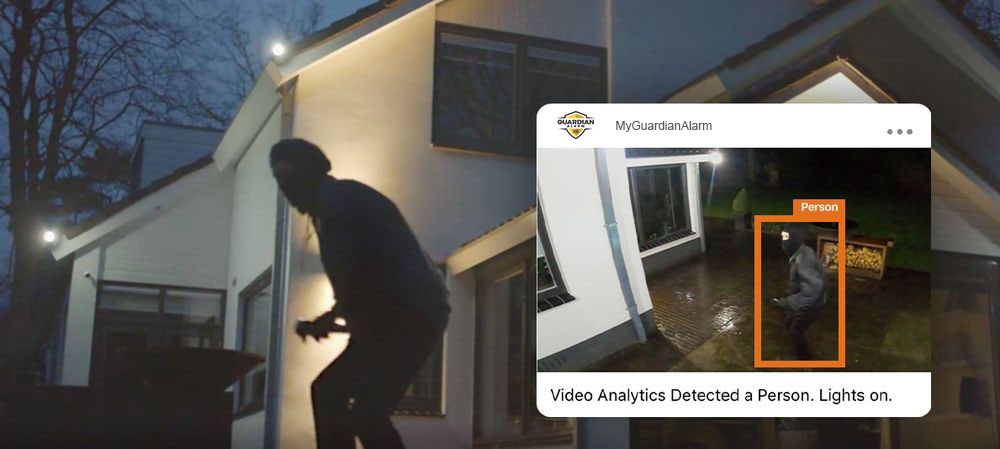Burglar outside house detected on security cameras