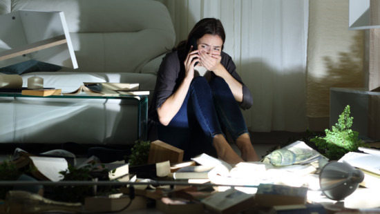 Scared home owner calling police after robbery in the night